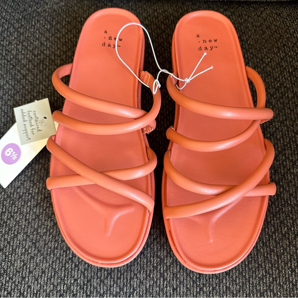 A New Day Dory Platform Heels Strappy Sandals - Apricot Orange